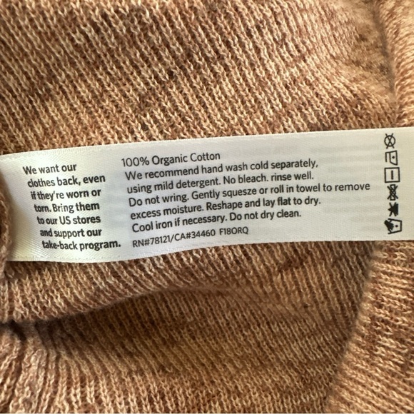 Eileen Fisher XS 100% Organic Cotton Vneck Sweater Top 3/4 Sleeve Marled Relaxed - Picture 11 of 11